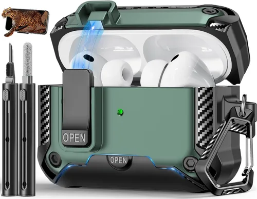 Miniatura 53 de Funda para AirPods Pro de 2 generación con soporte para teléfono, diseño de interruptor automático de protección completa contra caídas con kit