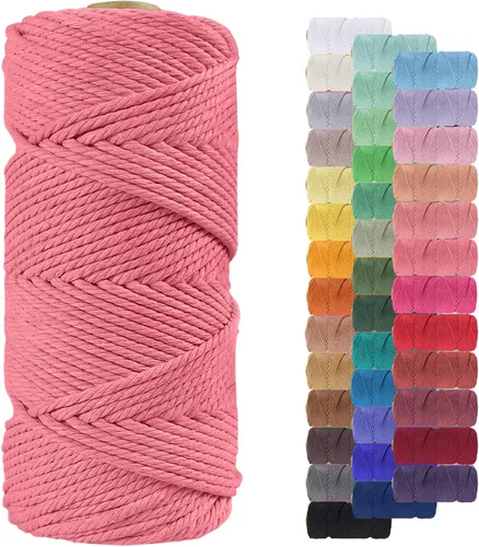 Miniatura 131 de Cuerda de macramé de 0.079 in para 219 yardas, cuerda de algodón natural para manualidades, hilo de cuerda de macramé de colores para colgar