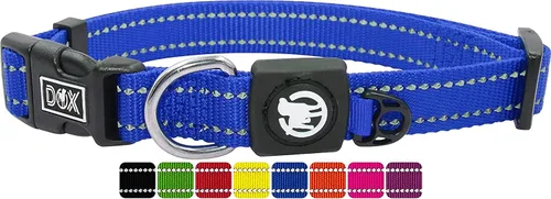 DDOXX Collar de nailon reflectante para perro, collares fuertes y ajustables, mediano (bue)