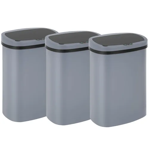 Miniatura 12 de BestOffice Basurero de plástico negro de alta capacidad sin contacto con tapa, 49L/13G, rectangular, cierre silencioso, cocina, dormitorio, baño