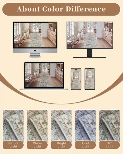 Miniatura 494 de Madane Tapete lavable de 2 x 10 pies para pasillo, cocina, recibidor, clásico, suave, antideslizante para interiores, casa de campo, baño, sala