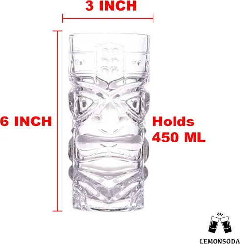 Miniatura 5 de LEMONSODA Vasos Tiki tropicales transparentes, juego de 24 a 15 onzas, perfectos para cócteles exóticos, limonada, té helado, bebidas mixtas, ron