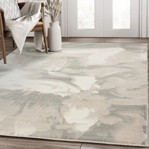 Miniatura 9 de Abani Rugs - Alfombra moderna de 2 x 3 pies, diseño floral en blanco y negro, alfombra 3D geométrica contemporánea, colección Arto