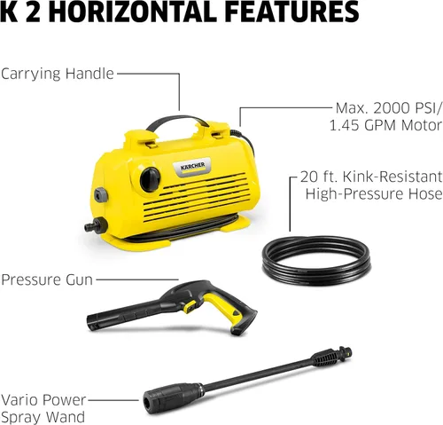 Miniatura 2 de Kärcher Lavadora a presión K 2 Horizontal, Varita de pulverización Vario Power - para coches, cubiertas, calzadas, revestimientos, patios, máx. 2000