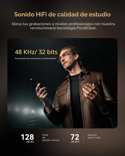 Miniatura 2 de Hollyland Lark MAX 2 Micrófono inalámbrico para iPhone/cámara/Android, cancelación de ruido AI, monitoreo inalámbrico, audio de cadena completa