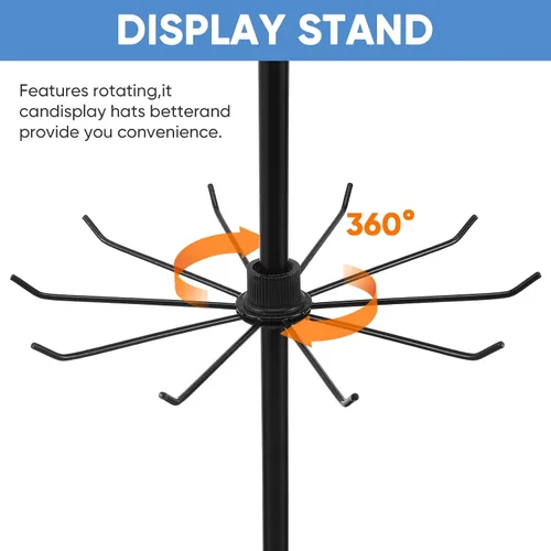Miniatura 6 de DOITOOL Soporte de exhibición giratorio para sombreros, organizador de almacenamiento de sombreros de metal de 3 niveles para sombreros, accesorios