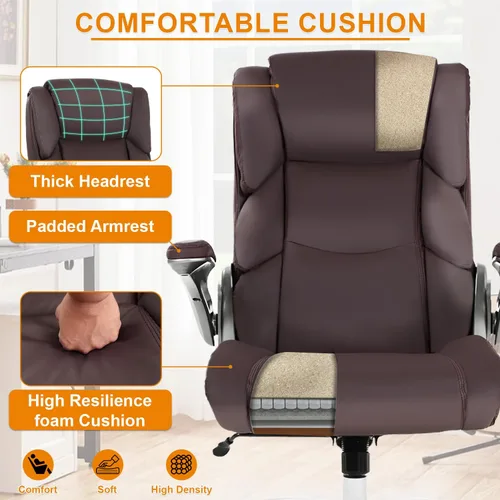 Miniatura 6 de PayLessHere Silla de oficina grande y alta, silla de escritorio ajustable de cuero ejecutivo de 400 libras con reposabrazos, silla de escritorio