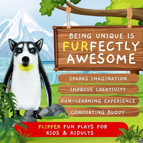 Miniatura 5 de Randimals Penguin & Husky Dog - Juguetes híbridos de animales realistas – Mezcla única de juguetes de safari y animales de granja pequeñas figuras