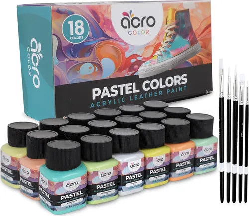 Miniatura 7 de Pintura acrílica para cuero para zapatos, kit de pintura de cuero de 6 colores con 5 pinceles de pintura (desmaquillante y acabado no incluidos)