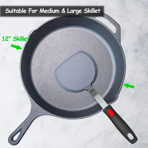 Miniatura 8 de Espátula volteadora de silicona para panqueques con mango alargado, espátulas de cocina resistentes al calor para utensilios de cocina Gris profundo