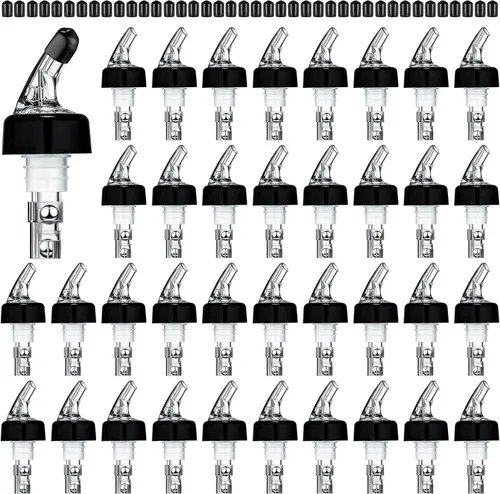 Miniatura 7 de BBTO Vertedor automático de botellas con boquilla de licor, Jigger de botella de medición rápida, 1 onza/1.0 fl oz (transparente, negro, 12 piezas)