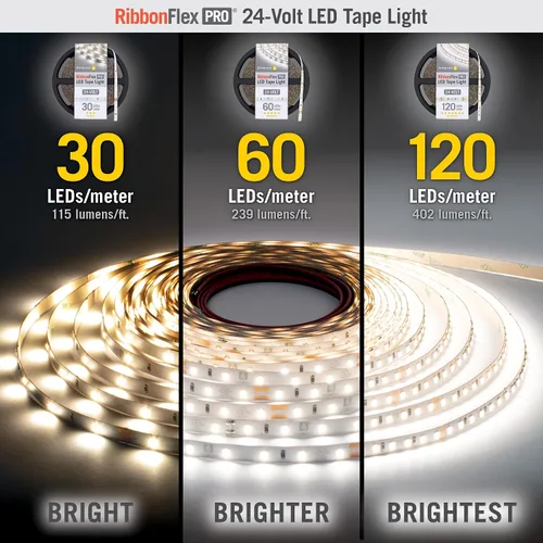 Miniatura 7 de Armacost Lighting RibbonFlex Pro 136230 - Tira de luces LED blancas de 24 V, 120 LED/m, 2700K, 16.4 pies