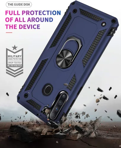 Miniatura 3 de Funda para Galaxy A21, con protector de pantalla HD, [grado militar] anillo de montaje en coche con soporte híbrido de policarbonato duro suave TPU