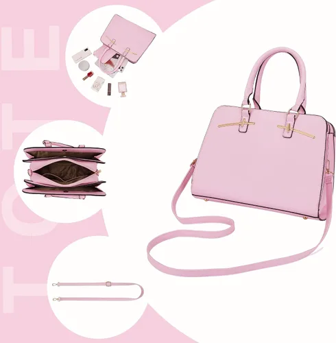 Miniatura 5 de Carteras para mujeres, bolso cartera monedero tote bandolera hobo con asa superior tipo satchel, juego de carteras de 2 piezas con 3 compartimentos