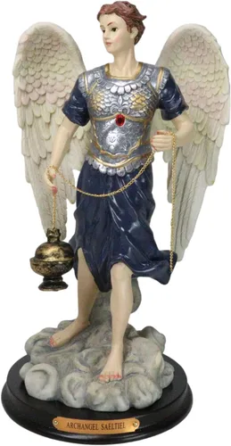 Miniatura 13 de Ebros Iglesia Católica Ortodoxa Ortodoxa Oriental Bizantina Colorido Arcángel Barachiel La Provisión de Dios Estatua con placa de nombre de latón