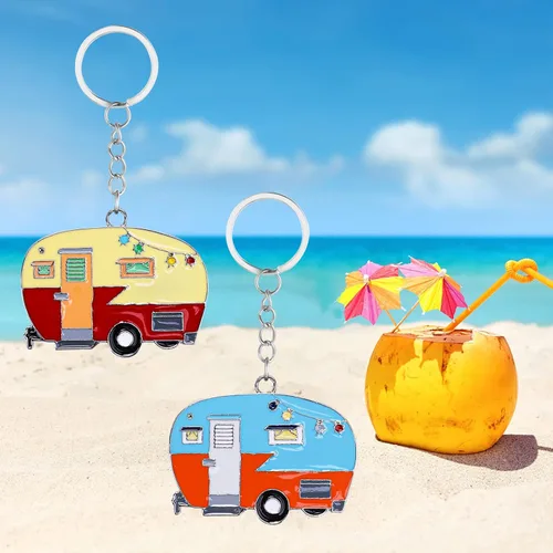 Miniatura 8 de 2 Piezas Llavero de Caravana, Llavero de Caravana RV Accesorios de Caravana para Remolques de Viaje Llavero Retro de Coche de Camping
