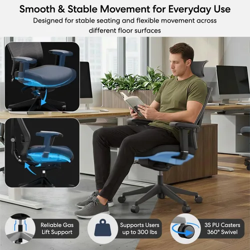 Miniatura 9 de Autonomous ErgoChair Pro Silla de oficina ergonómica Espuma Gris Soporte lumbar ajustable, giratoria y rodante - Sillas de escritorio de oficina