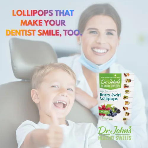 Miniatura 3 de Dr. John's - Caramelos sin azúcar, paletas saludables con cero azúcar, aperitivos bajos en calorías, dulces duros aptos para Keto, dientes