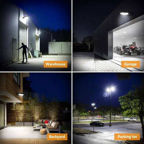 Miniatura 8 de Viugreum Paquete de 2 luces LED de granero de 100 W, 12000 lm, iluminación exterior del anochecer al amanecer, luz de jardín IP65 impermeable 5000 K