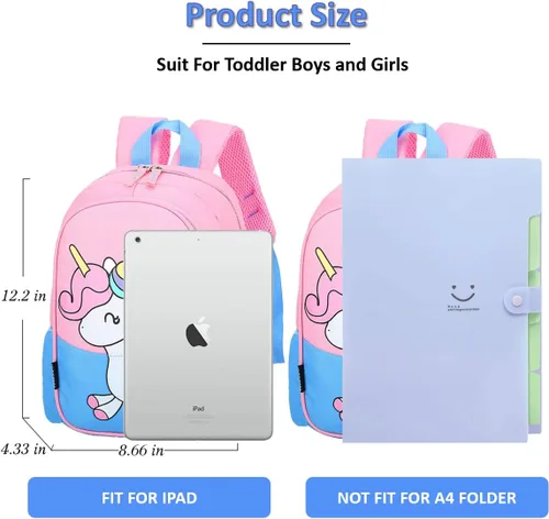 Miniatura 2 de POWOFUN Mochila de viaje preescolar para niños pequeños, Unicornio azul, S, Viajar