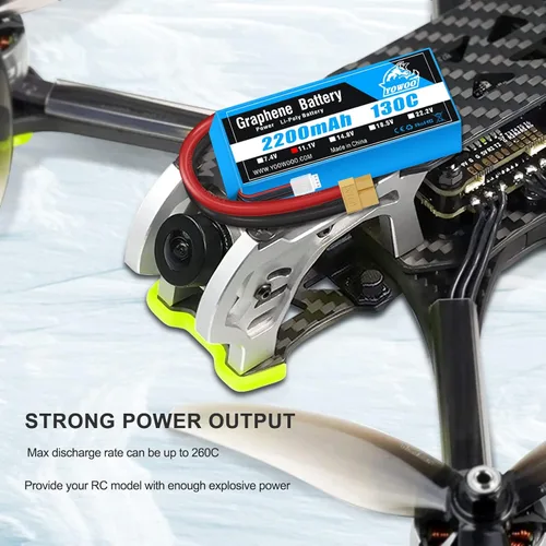 Miniatura 5 de Yowoo - Paquete de 2 baterías Lipo 3S de 2200 mAh 11.1 V 130C Graphene Lipo con enchufe XT60 para E flite Valiant Parkzone E4F Wildcat Great Planes