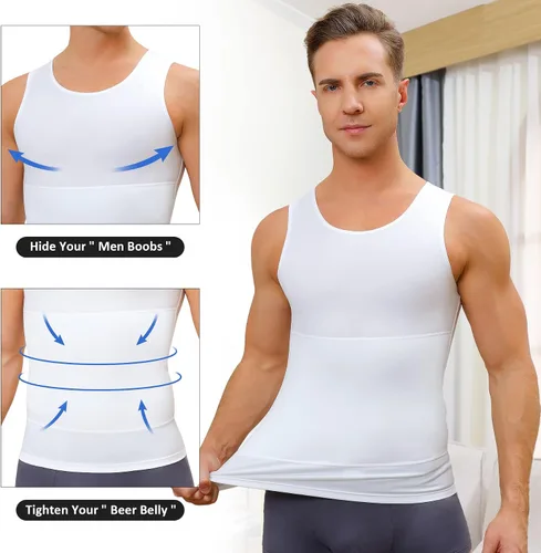 Miniatura 3 de Camiseta de compresión para hombre, adelgaza y moldea el cuerpo - chaleco de entrenamiento, camiseta de tirantes, para marcar abdominales, camisetas