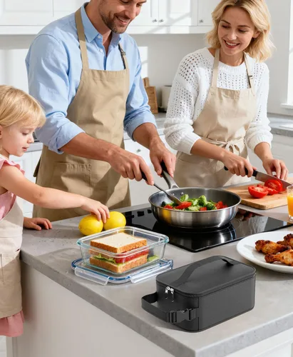 Miniatura 7 de HowFly Pequeña bolsa de merienda aislada para niños - Lonchera para mujeres/hombres - Bolsas de almuerzo enfriadoras plegables y reutilizables