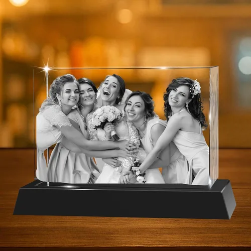 Miniatura 20 de Regalos de foto 3D de cristal personalizados con láser grabados en 3D, marcos de foto personalizados de cristal para aniversario, cumpleaños, boda