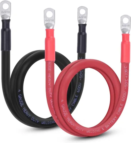 Miniatura 8 de Cable de batería flexible de 1/0 AWG con terminales de 3/8" - Alambre de cobre puro OFC para inversor y soldadura para automotriz, solar, RV
