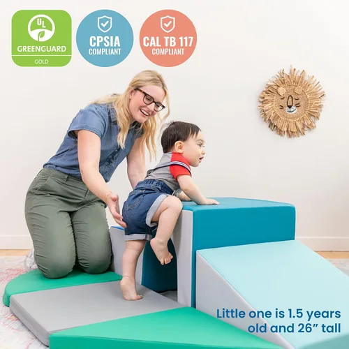 Miniatura 5 de ECR4Kids SoftZone Lincoln - Escalador de túneles para niños, contemporáneo, 9 piezas