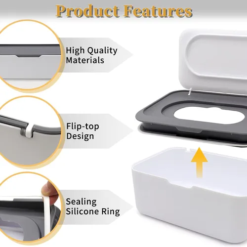 Miniatura 3 de Dispensador de toallitas para bebé, soporte para toallitas con tapa, contenedor de toallitas recargables con diseño de sellado, caja de toallitas