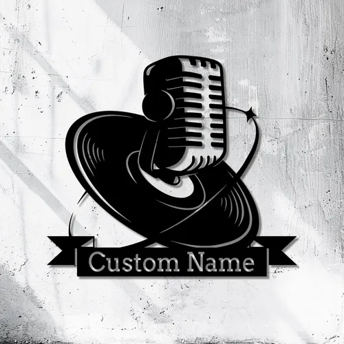 Miniatura 7 de Micrófono personalizado para decoración de pared de metal, grabación de decoración de habitación del hogar, auriculares y micrófonos personalizados