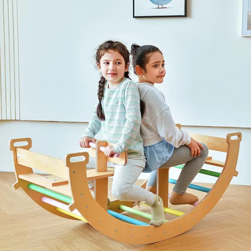 Miniatura 9 de Avenlur Bailis Ultimate 3-en-1 Juego de Juego para Niños - Tira y Afloja, Arco de Escalada y Balancín - Juguetes de Escalada Waldorf y Montessori