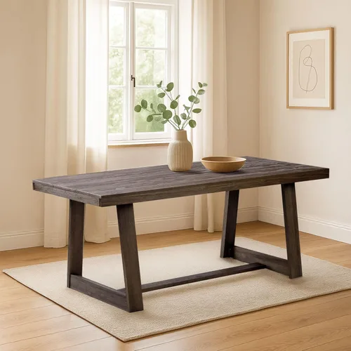 Miniatura 29 de Plank+Beam Mesa de Comedor Estilo Granja de 72 Pulgadas, Mesa de Cocina Rústica de Madera Maciza, Mesa Rectangular Grande de Madera para Comedor