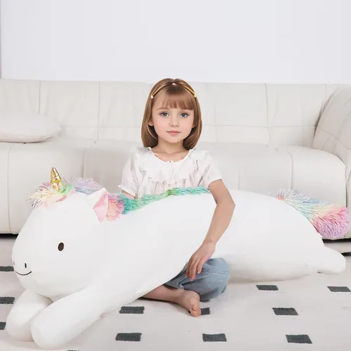 Miniatura 13 de Juguete de peluche grande de 32 pulgadas, almohada grande de peluche de gato largo y grande, regalo de peluche de gatito blanco y negro para niños