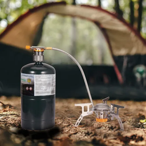 Miniatura 7 de Camping Stove Adapter Propane to Butane Adapter 1 Lb Propane Tank Input EN417 Lindal Valve Output w/Butane Canister Nozzle Input EN417 Lindal Screw