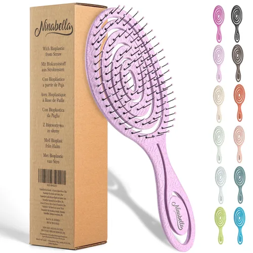 Miniatura 8 de Ninabella Cepillo desenredante para cabello para mujeres y hombres, no tira, cepillos alisadores para cabello liso y rizado, cepillo único en Crema