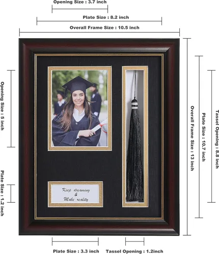 Miniatura 2 de ELSKER&HOME Marco de graduación de 8.5 x 11 pulgadas con soporte de borla para foto de 4 x 6 Marco shadow box de 8.5 x 11 pulgadas, marco de caoba