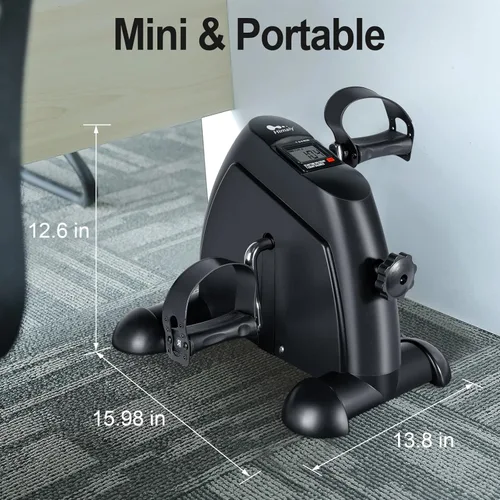 Miniatura 6 de Mini Exercise Bike, himaly Under Desk Bike Pedal Exerciser Portable Foot Cycle Arm & Leg Peddler Machine with LCD Screen Displays Negro