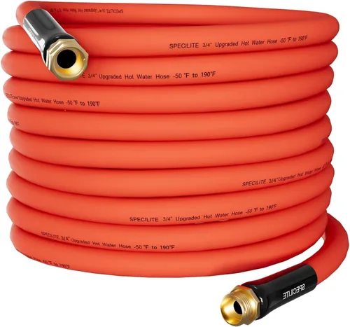 Miniatura 9 de SPECILITE Manguera de agua de jardín fría/caliente de 1 pulgada, 50 pies, -50 ℉ a 190 ℉, alto flujo de agua, flexible y ligera, tubo de goma