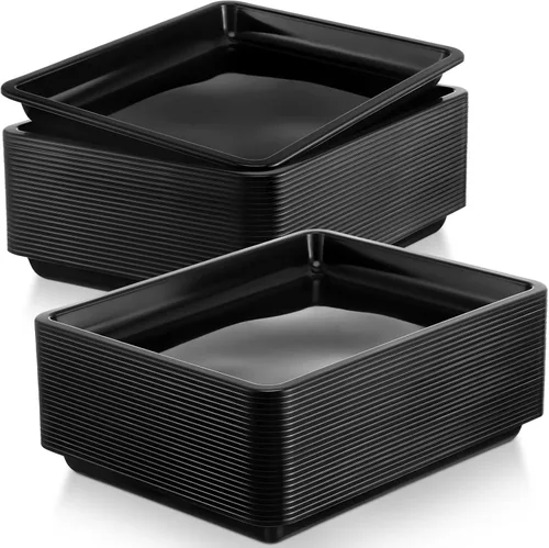 Maitys 24 bandejas plásticas de arte de 11 x 8.7 x 1 pulgadas, bandeja organizadora de manualidades, bandeja de servicio, bandejas de arena Negro