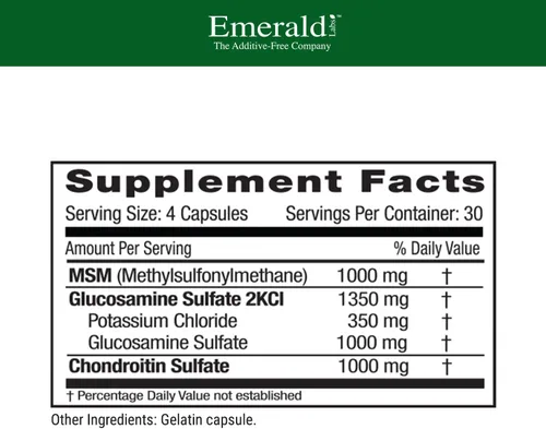 Miniatura 2 de Emerald Labs Glucosamina y condroitina con MSM - Suplemento para la salud ósea y las articulaciones - Sin gluten - 120 cápsulas