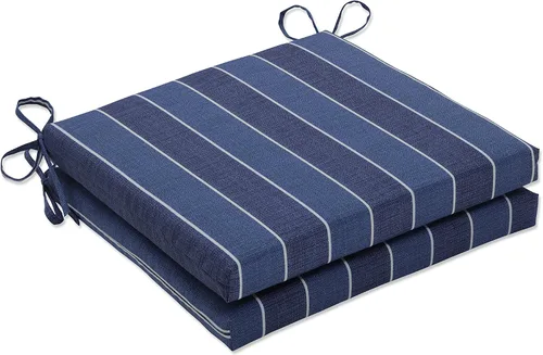 Miniatura 29 de Pillow Perfect Cojín cuadrado para asiento de silla esquinera para interiores y exteriores con lazos, relleno de fibra de felpa, resistente a