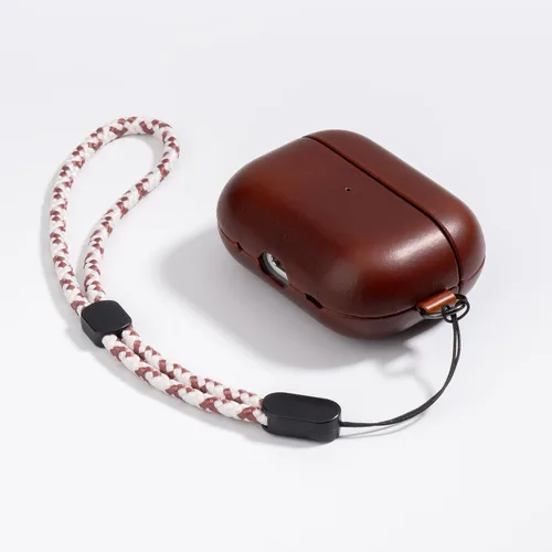 Miniatura 2 de Funda de cuero RIXENY compatible con AirPods Pro 2, botón de sincronización, diseño con clip en D con cordón de mano, funda de cuero genuino