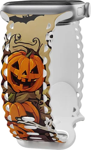 Miniatura 39 de Compatible con Apple Watch de 41mm 40mm 38mm 49mm 45mm 44mm 42mm para mujeres, correas deportivas de encaje huecas de silicona suave con estampado