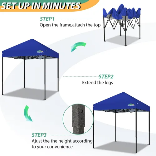 Miniatura 203 de COBIZI Tienda de campaña desplegable de 6.6 x 6.6 pies, toldo resistente, fácil de instalar, impermeable, para exteriores, fiestas, playa, jardín
