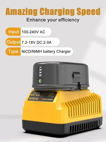 Miniatura 2 de Powilling DC9310 Cargador rápido de repuesto para cargador de batería Dewalt de 18 V DC9096 DC9098 DC9099 DC9091 DC9071 DE9057 DW9096 compatible