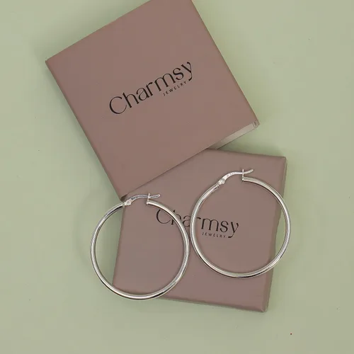 Miniatura 5 de Charmsy 925 Sterling Silver Hoop Earrings Lightweight 2.5mm Thick Round Italian Classic Hypoallergenic Hoop Earrings for Women Teen 15mm 20mm 25mm