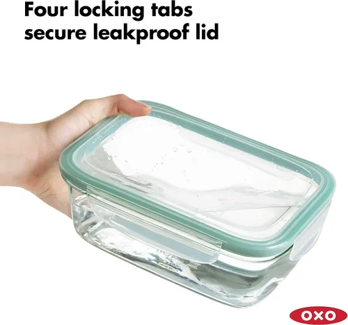 Miniatura 2 de OXO Recipiente de vidrio rectangular para almacenamiento de alimentos, 8 tazas, transparente