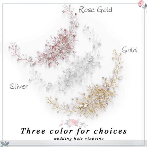 Miniatura 2 de Unicra Flor de novia boda pelo vid cristal pieza nupcial pieza de diamantes de imitación fiesta accesorios hoja joyería cuentas cuentas tocado